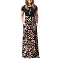 DEARCASE Maxi Dress for Women Short Sleeve Casual Summer Loose Plain Comfy Long Dresses with Pockets