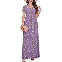 DEARCASE Maxi Dress for Women Short Sleeve Casual Summer Loose Plain Comfy Long Dresses with Pockets