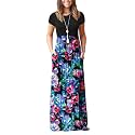 DEARCASE Maxi Dress for Women Short Sleeve Casual Summer Loose Plain Comfy Long Dresses with Pockets