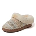 Dearfoams Women's Memory Foam Cozy Soft House Slippers Gifts for Women Hannah Knit Clog House Shoes