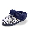 Dearfoams Women's Memory Foam Cozy Soft House Slippers Gifts for Women Hannah Knit Clog House Shoes