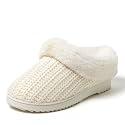 Dearfoams Women's Memory Foam Cozy Soft House Slippers Gifts for Women Hannah Knit Clog House Shoes