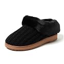 Dearfoams Women's Memory Foam Cozy Soft House Slippers Gifts for Women Hannah Knit Clog House Shoes