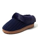 Dearfoams Women's Memory Foam Cozy Soft House Slippers Gifts for Women Hannah Knit Clog House Shoes