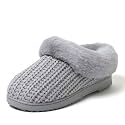 Dearfoams Women's Memory Foam Cozy Soft House Slippers Gifts for Women Hannah Knit Clog House Shoes