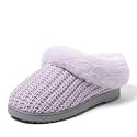 Dearfoams Women's Memory Foam Cozy Soft House Slippers Gifts for Women Hannah Knit Clog House Shoes