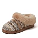Dearfoams Women's Memory Foam Cozy Soft House Slippers Gifts for Women Hannah Knit Clog House Shoes