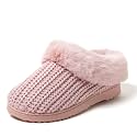 Dearfoams Women's Memory Foam Cozy Soft House Slippers Gifts for Women Hannah Knit Clog House Shoes