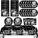 Death To My 30s Birthday Party Supplies Serves 24 Rip 30s Party Decorations 40th Paper Plates Napkins Disposable Black 40th Birthday Tablecloth Set Tableware Kit for My Youth Funeral