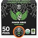 Death Wish Coffee, Power Surge Single Serve Coffee Pods, Naturally Higher Caffeinated Coffee, Certified Fair Trade and Organic (50 Count)