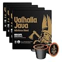 Death Wish Coffee, Valhalla Java Single Serve Pods - Extra Kick of Caffeine - Dark Roast Coffee Pods - Made with USDA Certified Organic Fair Trade Arabica and Robusta Beans (50 Count) (Pack of 4)
