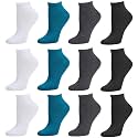 Debra Weitzner Womens Runner Ankle Socks - Low-Cut Colorful Socks (Size 9-11 and 10-13) 12 Pairs