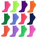 Debra Weitzner Womens Runner Ankle Socks - Low-Cut Colorful Socks (Size 9-11 and 10-13) 12 Pairs