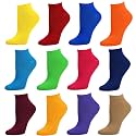 Debra Weitzner Womens Runner Ankle Socks - Low-Cut Colorful Socks (Size 9-11 and 10-13) 12 Pairs