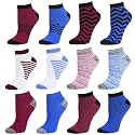Debra Weitzner Womens Runner Ankle Socks - Low-Cut Colorful Socks (Size 9-11 and 10-13) 12 Pairs