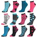 Debra Weitzner Womens Runner Ankle Socks - Low-Cut Colorful Socks (Size 9-11 and 10-13) 12 Pairs