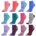 Debra Weitzner Womens Runner Ankle Socks - Low-Cut Colorful Socks (Size 9-11 and 10-13) 12 Pairs