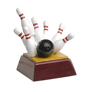 decade awards bowling color resin trophy - small  bowling league award  4 inch tall - free engraved plate on request