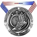 Decade Awards Decade Awards Track World Class Engraved Medal â‚¬â€œ Silver | WCM Track & Field Second Place Award | Includes Stars Stripes American Flag Neck Ribbon | 3 Inch Wide â‚¬â€œ Customize