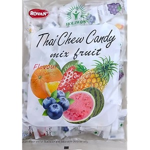 decadent foods rovan holiwon thai chew candy mix fruit flavor mixed candy 300gm