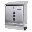 Decaller Stainless Steel Mailbox with Key Lock, Metal Wall Mount Rust-Proof Mail Box with Newspaper Compartment for Outside, 15.4" x 12" 4.8", 2203 Silver