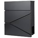 Decaller Large Capacity Mailbox with Key Lock, Wall Mount Metal Mail Box with Newspaper Compartment for Outside, 14.4" x 13" x 4.2", 933 Black
