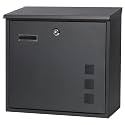 Decaller Galvanized Steel Mailbox with Key Lock, Wall Mount Metal Mail Box Outdoor, 13" x 11.8" x 4.1", 916 Black