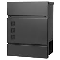 Decaller Large Capacity Mailbox with Key Lock, Wall Mount Metal Mail Box with Newspaper Compartment for Outside, 14.4" x 13" x 4.2", 939 Black