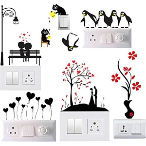 switch board sticker switch stickers wall stickers light switch stiker multi design - pack of 5 30 stickers