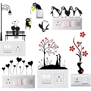 switch board sticker switch stickers wall stickers light switch stiker multi design - pack of 1 6 stickers