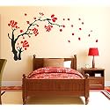 Decals Design 'Love Tree with Heart-Shaped Leaves' Wall Sticker (PVC Vinyl, 50 cm x 70 cm x 1 cm),Multicolour