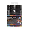 Decdeal 12 Bright Colors Fineliner Color Pen 0.4mm Fine Point d Pen Marker Set for Journaling Note Taking Writing Drawing Sketching Coloring Planner Office School Art Supplies