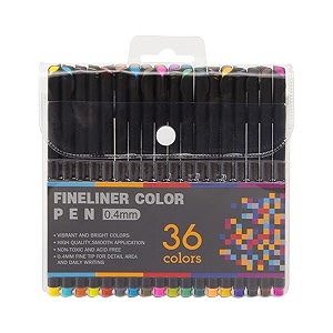 decdeal 36 bright colors fineliner color pen 04mm fine point d pen marker set for journaling note taking writing drawing sketching coloring planner office school art supplies
