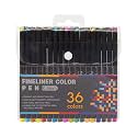 Decdeal 36 Bright Colors Fineliner Color Pen 0.4mm Fine Point d Pen Marker Set for Journaling Note Taking Writing Drawing Sketching Coloring Planner Office School Art Supplies