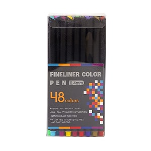 decdeal 48 bright colors fineliner color pen 04mm fine point d pen marker set for journaling note taking writing drawing sketching coloring planner office school art supplies