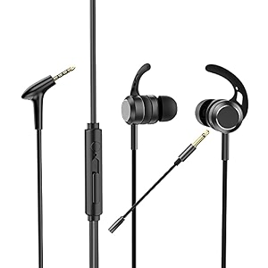 decdeal ak-p10 35mm in-ear gamer headphones dual microphone bass metal wired gaming earphones with mic in-ear headset