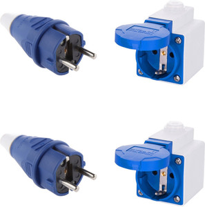 decent air system schuko 2pe 16a 250v ip54 wall mounted industrial plug socket wire connector blue pack of 2