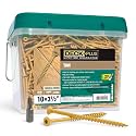 Deck Plus 3-1/2 Inch Epoxy Coated Exterior Wood and Fence Screws #10 x 3-1/2" Torx/Star Drive Included Coarse Thread, Outdoor Rust Resistant Decking Screw, Tan, 25lb Box, 1400 Pieces | 48714