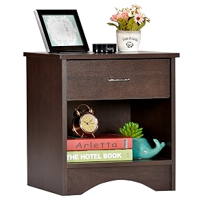 deckup bei engineered wood bed side table and end table with storage and drawer dark wenge matte finish