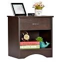 DeckUp Bei Engineered Wood Bed Side Table and End Table with Storage and Drawer (Dark Wenge, Matte Finish)