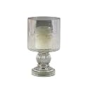 Deco 79 24683 Cylindrical Smoked Glass Hurricane Lamp, 10" x 6", Clear/Black