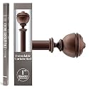 Deco Window Iron 2 Pcs 52"-144" Extendable Curtain Rod With Brackets For Door &amp; Windows Adjustable Telescopic Drapery Pole With Stacked Round Finials (25Mm Diameter, Brown)