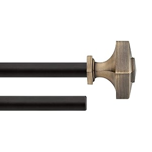 deco window 1 pc 3634-6634 extendable double curtain rod with brackets for door amp windows adjustable iron drapery pole with square finials 19mm diameter antique brass black