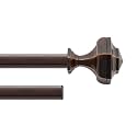 Deco Window 1 Pc 36”-66” Extendable Double Brown Curtain Rod with Brackets for Door & Windows Adjustable Length Heavy Duty Iron Dual Telescopic Drapery Pole with Hexagon Finials (19mm Diameter, Brown)