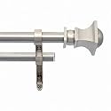 Deco Window 1 Pc 36"-66"Extendable Double Curtain Rod With Brackets For Door&amp;Windows Adjustable Length Heavy Duty Iron Dual Telescopic Drapery Pole With Half Round Finials(19Mm Diameter,Satin Silver)