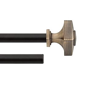 deco window 1 pc 5234-14434 extendable double curtain rod with brackets for door amp windows adjustable iron drapery pole with square finials 19mm diameter antique brass brown