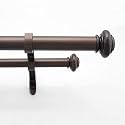 Deco Window 52" to 144" Adjustable Double Curtain Rod with Brackets, Heavy Duty Iron, Endcap Disc Finials (25mm Diameter, Brown)
