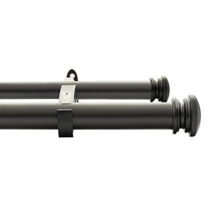 deco window 3634-6634 extendable curtain rod with brackets for doorampwindow adjustable length heavy duty iron dual telescopic drapery pole with endcap tapper finials25mm diametercharcoalblack