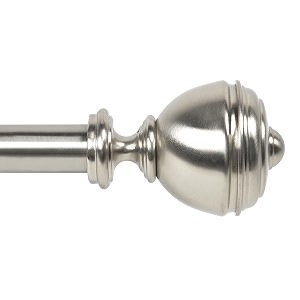 deco window basics 5234-14434 adjustable curtain rod for door amp windows with brackets set curtains hanging extendable iron metal pipe holder with oval urn finials satin silver 25mm diameter