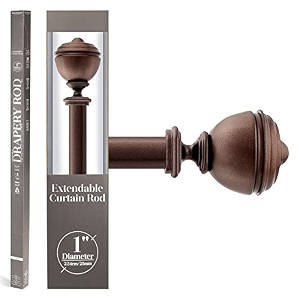 deco window iron 2 pcs 5234-14434 extendable curtain rod with brackets for door amp windows adjustable telescopic drapery pole with stacked round finials 25mm diameter brown